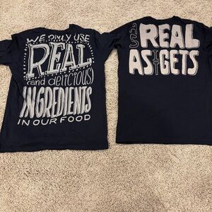 Chipotle T Shirt Adult Size Medium Black Graphic Short Sleeve Loomstate Lot Of 2